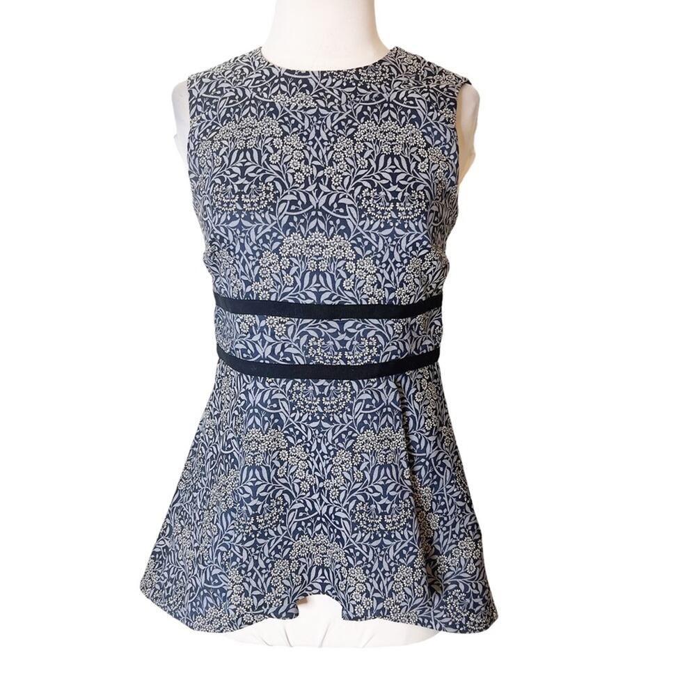 Erdem floral tapestry peplum top sz4 blue